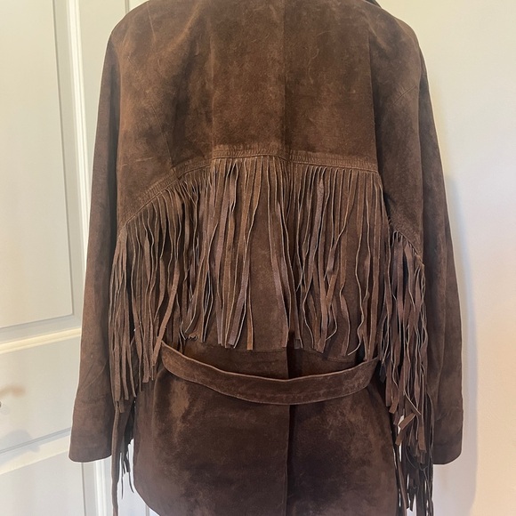 Vintage Brown real Suede Fringe western Jacket - Picture 10 of 15